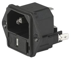 SCHURTER 4301.0521 Un-Filtered IEC Power Entry Module, IEC C14, General Purpose, 10 A, 250 VAC, 1-Pole Fuse Holder